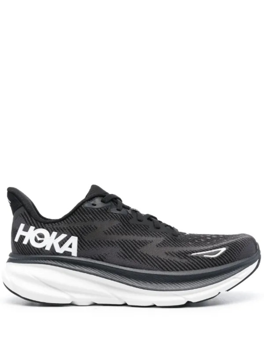 Hoka Men's One One Clifton 9, Black and White Running Shoe Lightweight, Size 10D